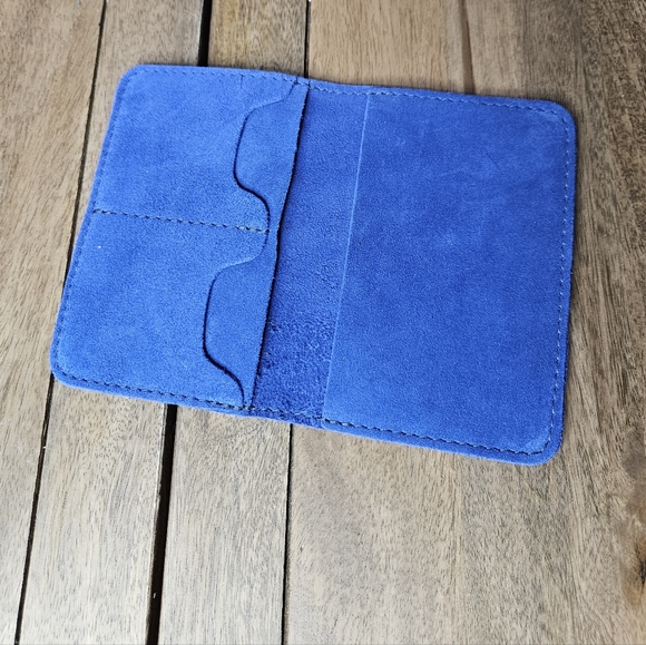 Portland Leather Goods Joni Blue Suede Passport Wallet - Picture 2 of 8